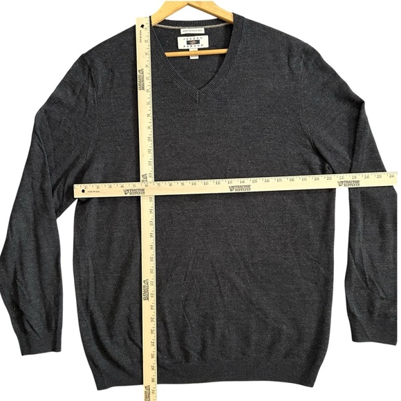 Joseph Abboud Mens Navy Blue 100% Extra Fine Merino Wool V-Neck Sweater‎ XLT - Picture 5 of 7